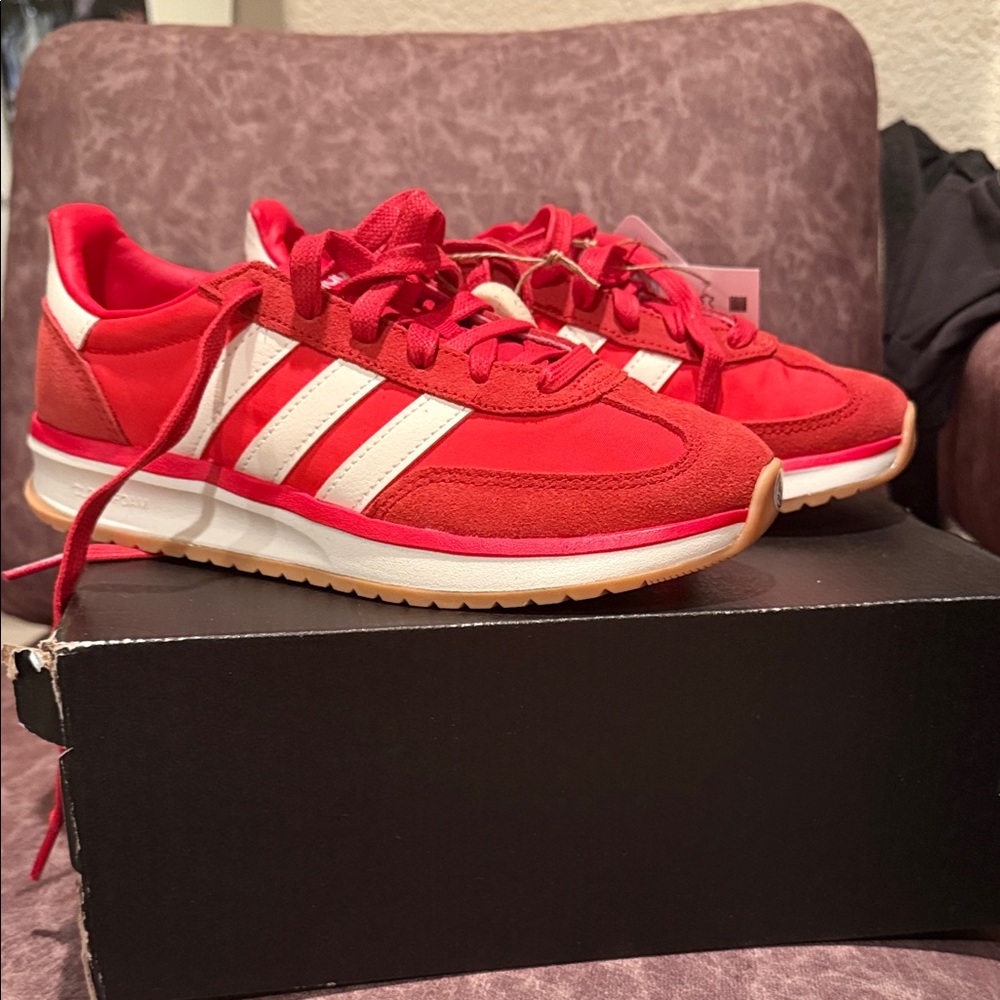 Adidas Women's Scarlet and Cream Sneakers - Picture 3 of 4